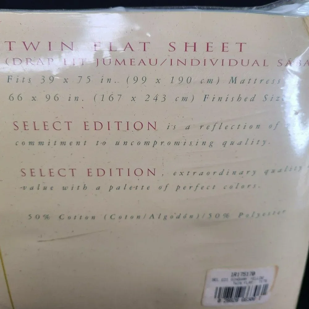 Westpoint Stevens Twin Flat Sheet Yellow Gingham Blend Cottagecore‎ Vtg New READ